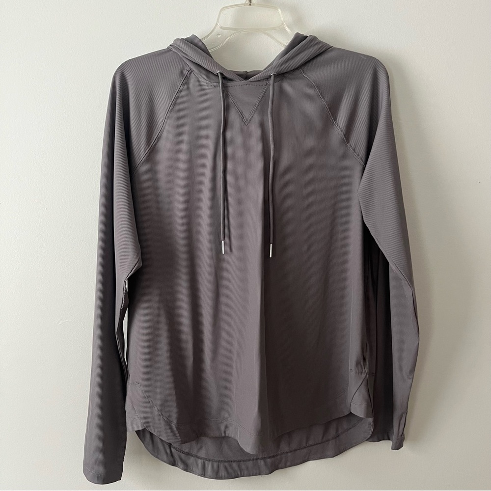 SAGE Collective Lightweight Hoodie Sweatshirt Medium Grey Ribbed Athletic